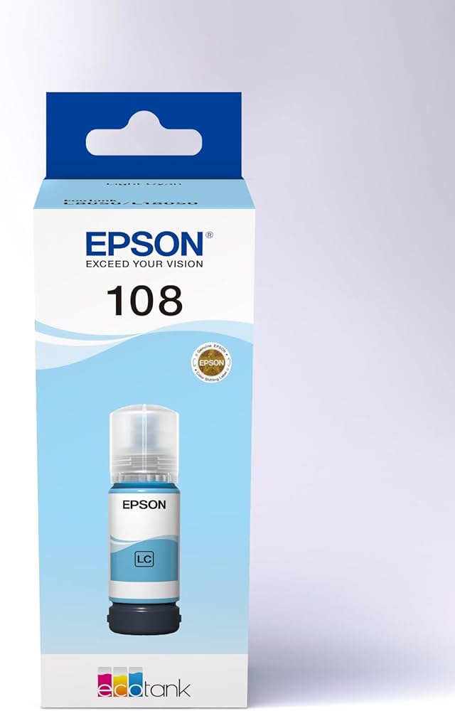 Epson 108 EcoTank Light Cyan ink bottle