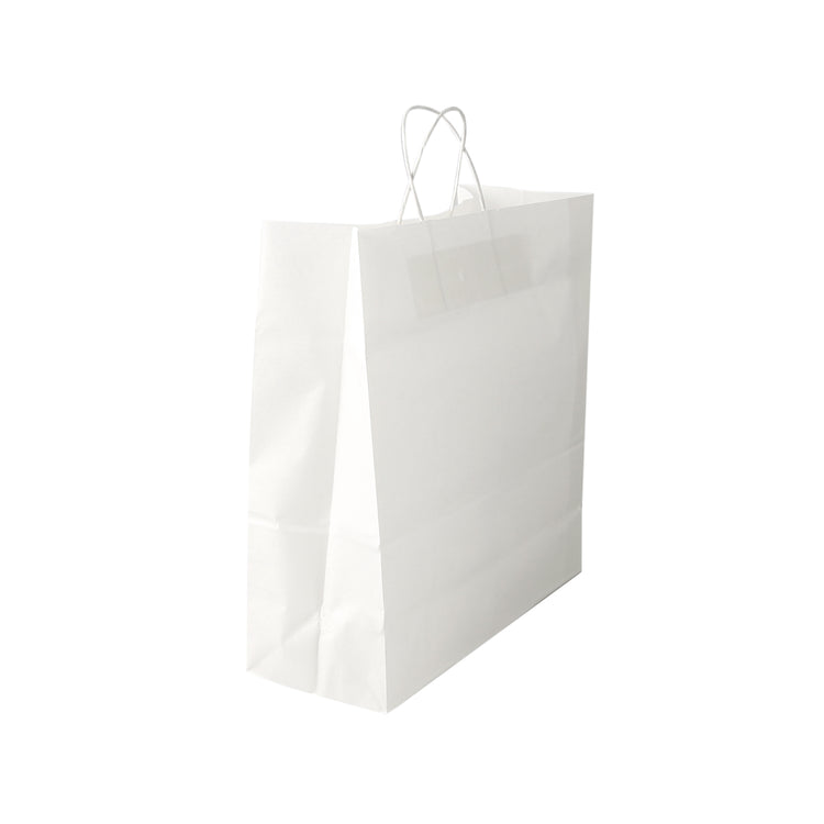 White Shopping Paper Bag With Handle - Plain (33x27x12 Cm) - 1 Pc