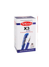Krish Grippy Ball Pen, X3, 0.7MM Tip Size, Blue, 50 Pcs/Pack