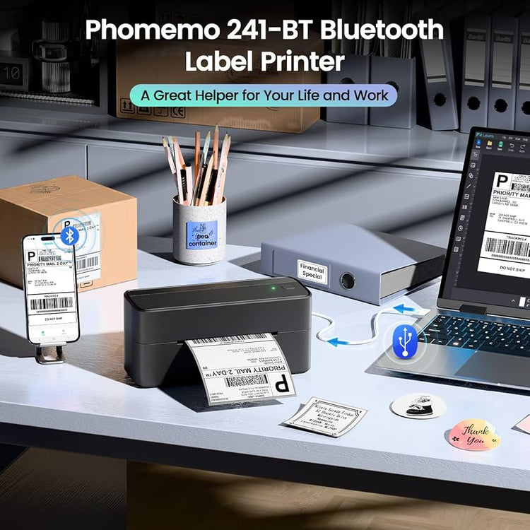 Phomemo Bluetooth Shipping Label Printer for Packages - 4x6 Thermal Label Printer for Small Business - Sticker Printer for Phone&PAD&PC