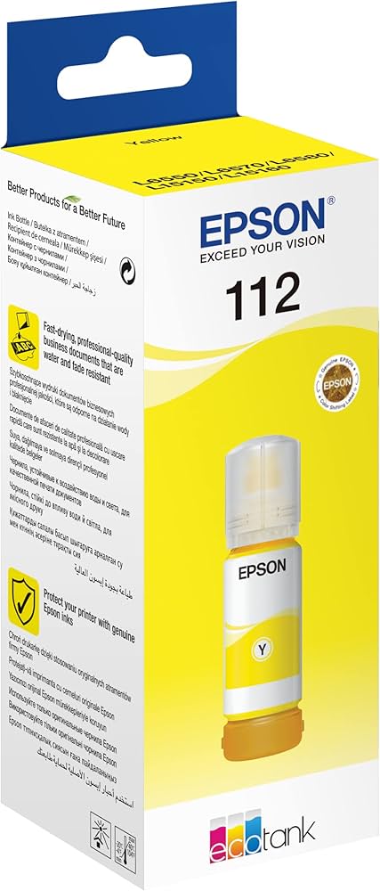 Epson 112 EcoTank Pigment Yellow ink bottle