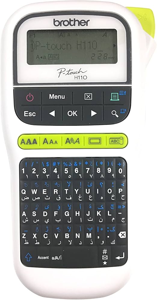 Brother PT-H110 Label Printer, Portable Label Maker, English, Arabic & Farsi Keyboard, Up to 12mm label