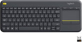 Logitech K400 Plus Wireless Touch TV Keyboard With Easy Media Control and Built-in Touchpad, HTPC Keyboard for PC-connected TV, Windows, Android, Chrome OS, Laptop, Tablet, US INT'L Layout - Black