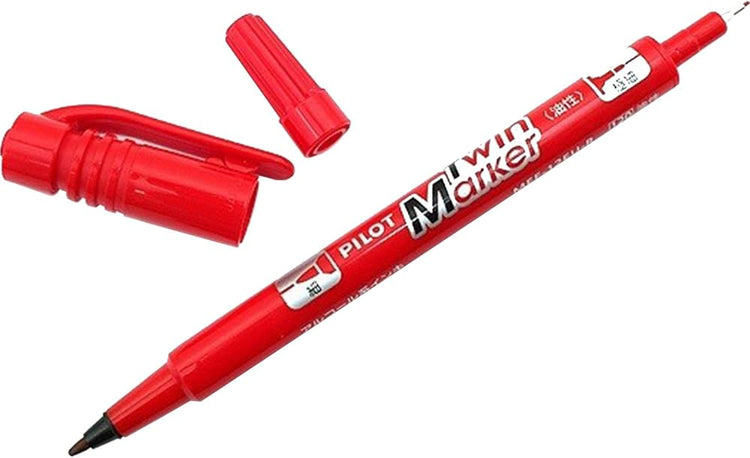 Pilot Sca-TM Extra Fine Twin Marker, Pack of 12, Red