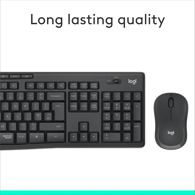 Logitech MK295 Silent Wireless Mouse & Keyboard Combo with SilentTouch Technology, Full Numpad, Advanced Optical Tracking, Lag-Free Wireless, 90% Less Noise,