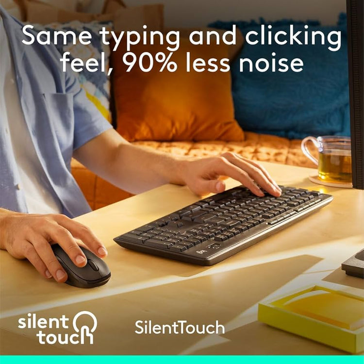 Logitech MK295 Silent Wireless Mouse & Keyboard Combo with SilentTouch Technology, Full Numpad, Advanced Optical Tracking, Lag-Free Wireless, 90% Less Noise,