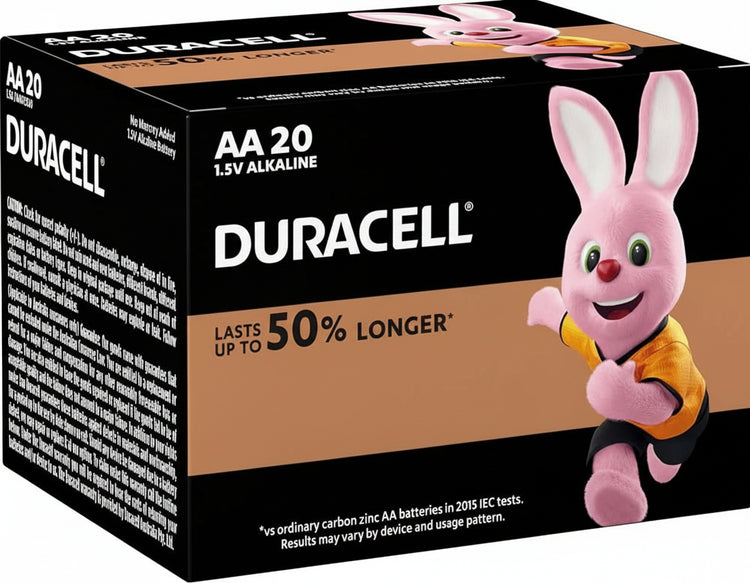 Duracell AA Alkaline Batteries β 100% Longer Lasting, Leak-Proof, 10-Year Storage Life β Multi-Purpose Use β 20 Pcs in a Box