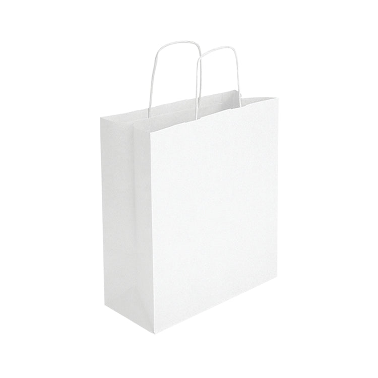 White Shopping Paper Bag With Handle - Plain (33x27x12 Cm) - 1 Pc