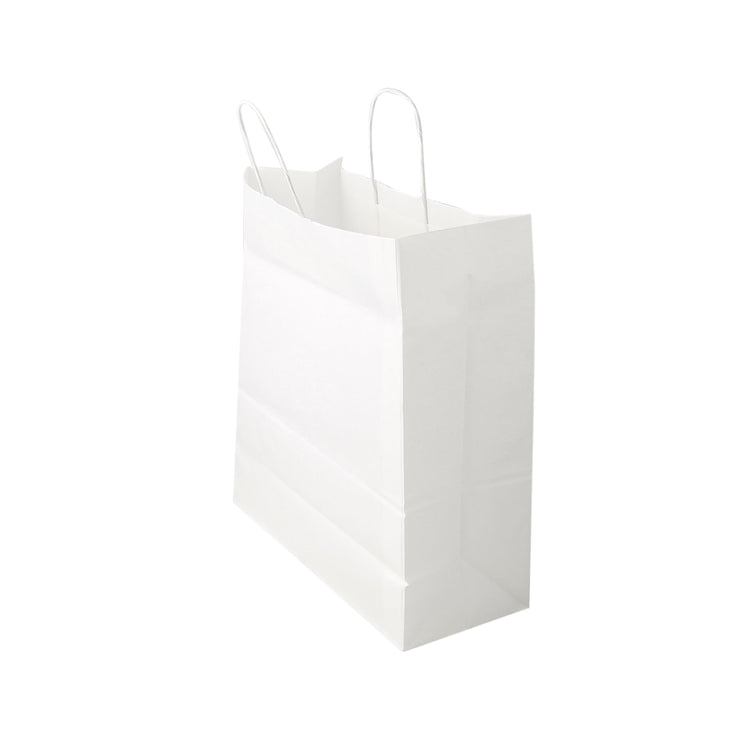 White Shopping Paper Bag With Handle - Plain (33x27x12 Cm) - 1 Pc