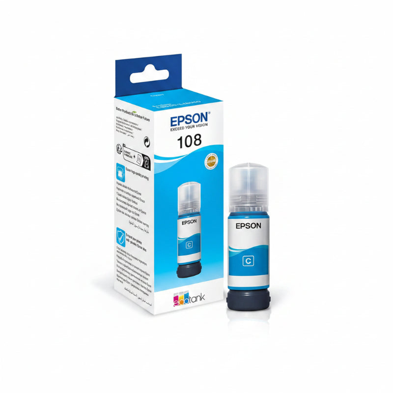 Epson 108 EcoTank Cyan ink bottle
