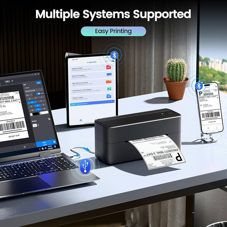 Phomemo Bluetooth Shipping Label Printer for Packages - 4x6 Thermal Label Printer for Small Business - Sticker Printer for Phone&PAD&PC