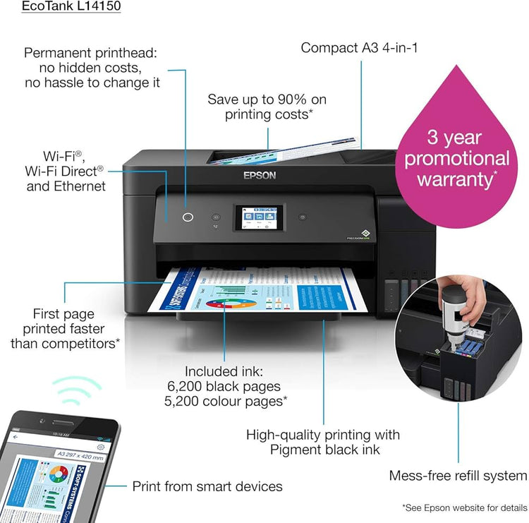 Epson EcoTank L14150 A3+ Print/Scan/Copy/Fax Wi-Fi Business Tank Printer