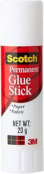 Scotch Permanent Glue Stick 0.69 oz (20gr.) White color, 1 stick/pack | Safe and Children Friendly | Strong adhesive | Water based | Non toxic | Acid free | For Paper, Scrapbooking | Glue Stix