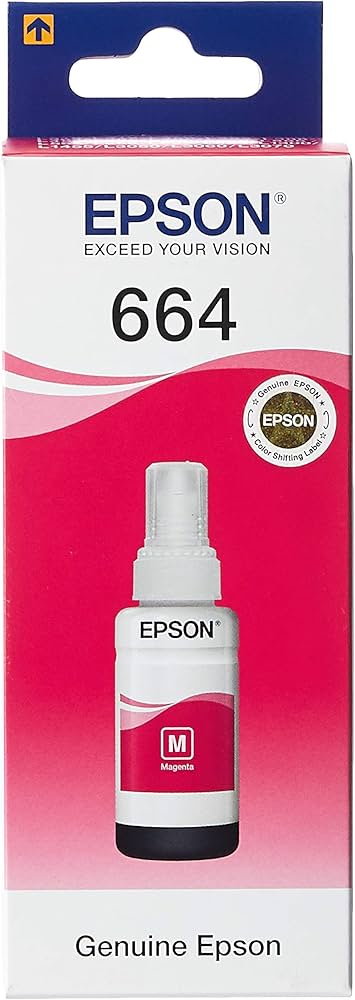Epson T6643 EcoTank Ink Bottle, Magenta Ink for Printer Refill, 70ml