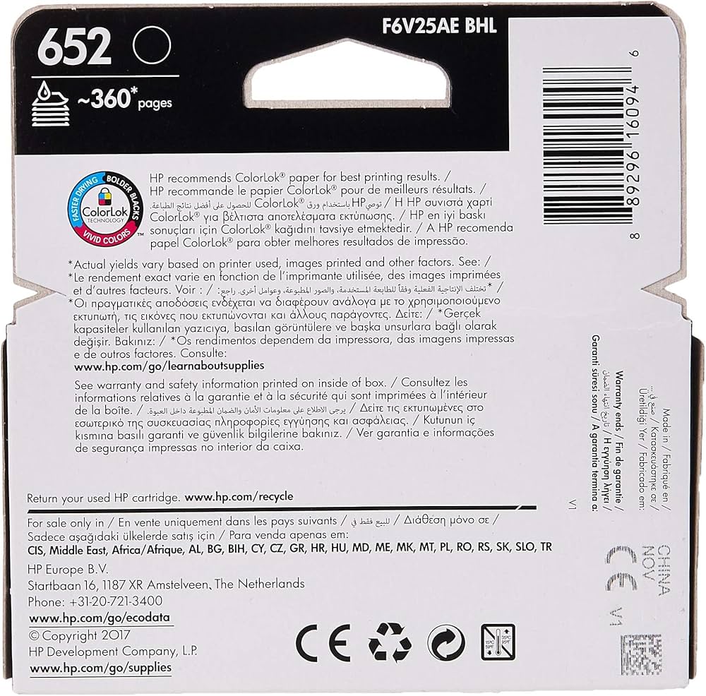 HP Cartridge 652 Black