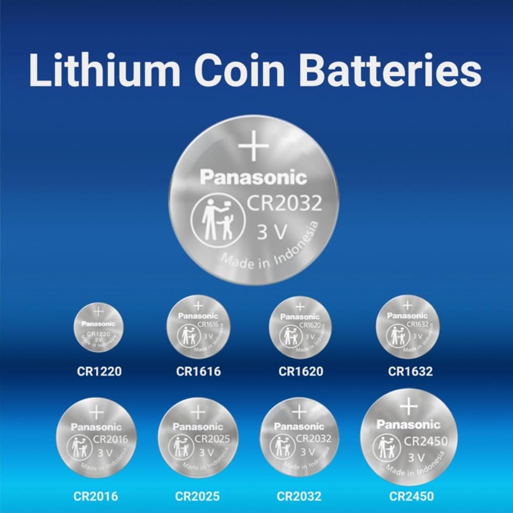 Panasonic CR2032 cr-2032 3V Coin Cell Lithium Battery (Pack of 5 Batteries)