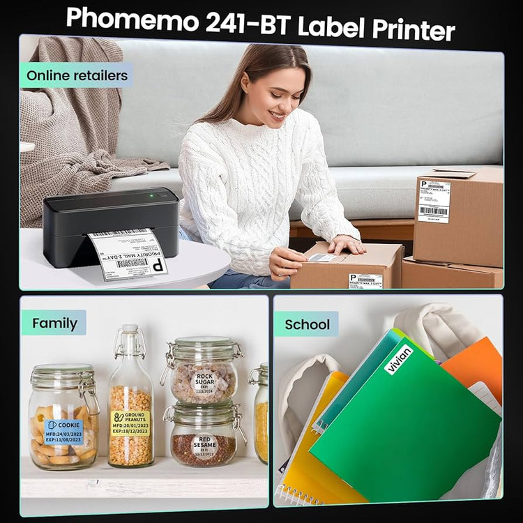 Phomemo Bluetooth Shipping Label Printer for Packages - 4x6 Thermal Label Printer for Small Business - Sticker Printer for Phone&PAD&PC