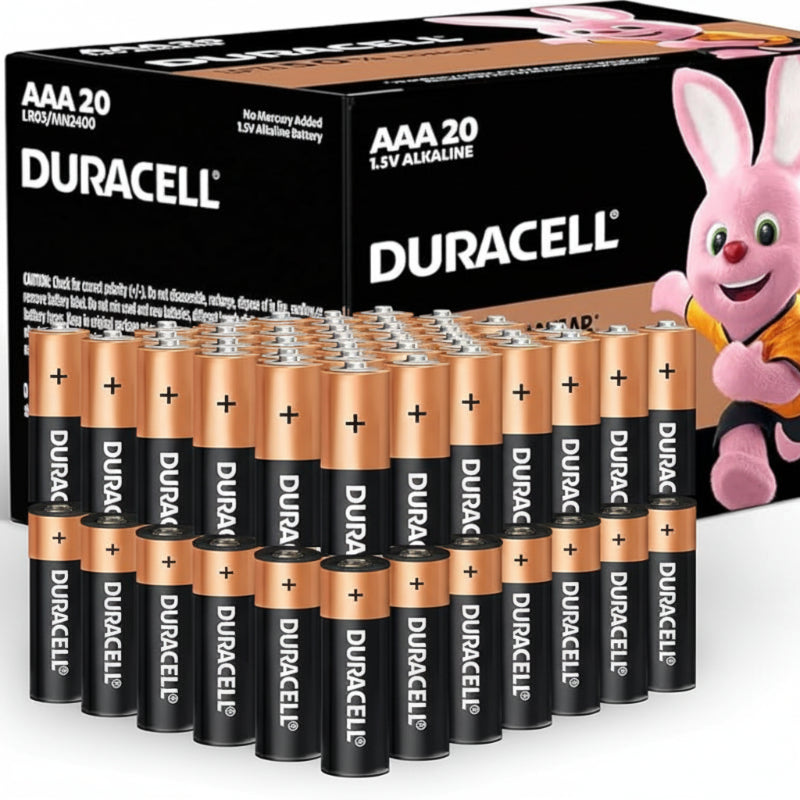 Duracell AAA Alkaline Batteries – Long Lasting Power, Leakage Protection, Up to 10 Years Storage – 20 Pcs in a Box