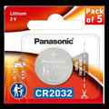Panasonic CR2032 cr-2032 3V Coin Cell Lithium Battery (Pack of 5 Batteries)