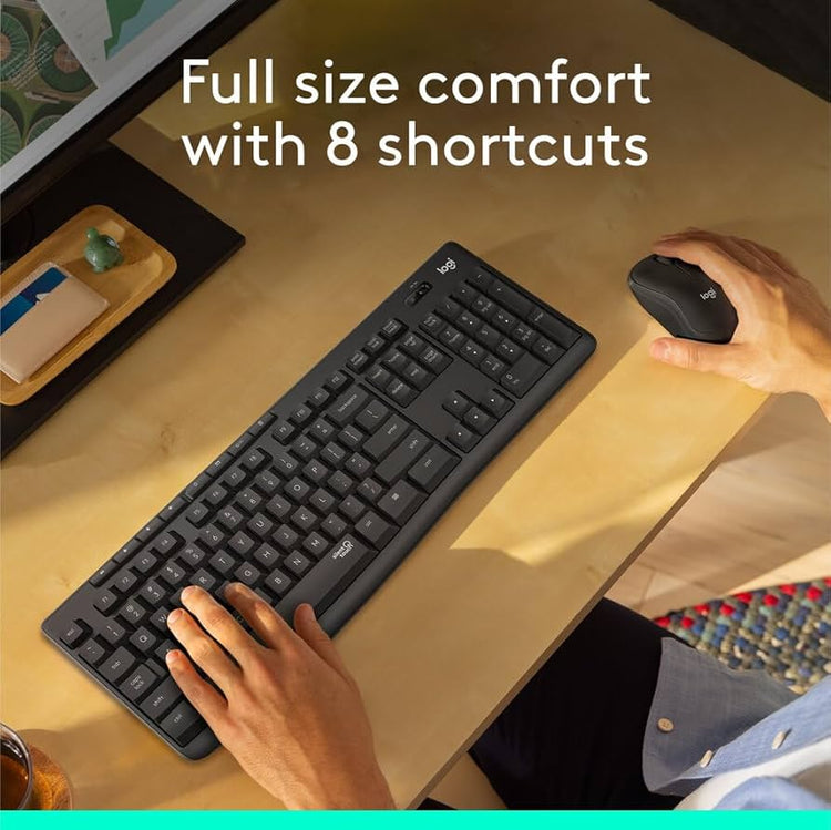 Logitech MK295 Silent Wireless Mouse & Keyboard Combo with SilentTouch Technology, Full Numpad, Advanced Optical Tracking, Lag-Free Wireless, 90% Less Noise,