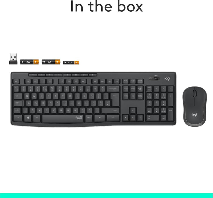 Logitech MK295 Silent Wireless Mouse & Keyboard Combo with SilentTouch Technology, Full Numpad, Advanced Optical Tracking, Lag-Free Wireless, 90% Less Noise,