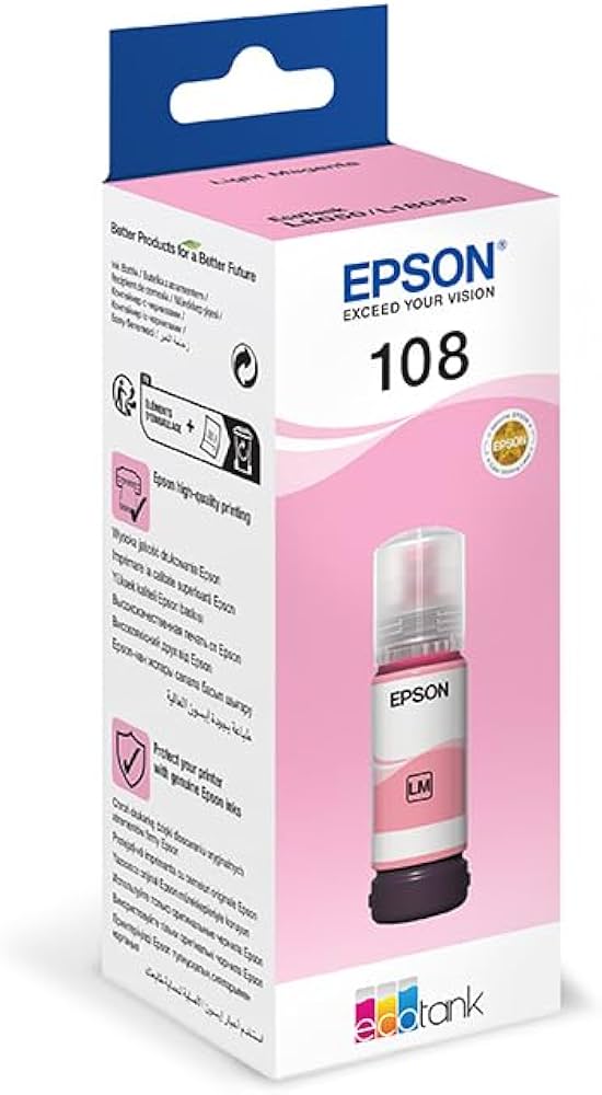 Epson 108 EcoTank Light Magenta ink bottle