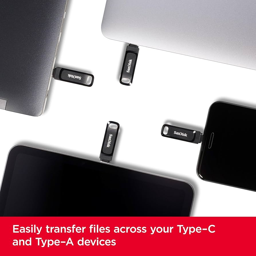 SanDisk 256GB Ultra Dual Drive Go USB Type C Flash Drive SDDDC3 256G G46, Black, Dual Drive Go USB Type C, SDDDC3 256G G46