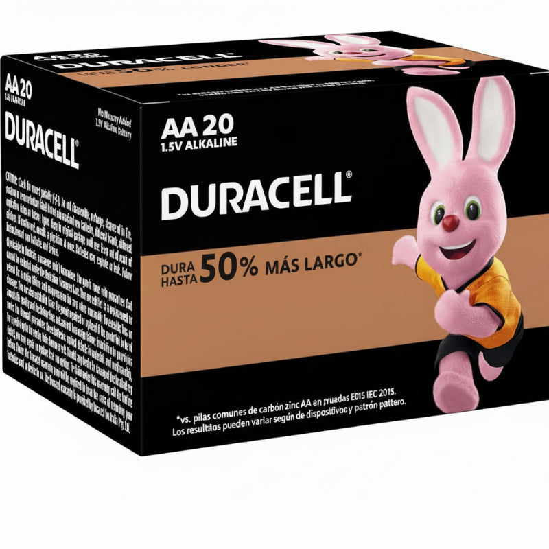 Duracell AA Alkaline Batteries – 100% Longer Lasting, Leak-Proof, 10-Year Storage Life – Multi-Purpose Use – 20 Pcs in a Box