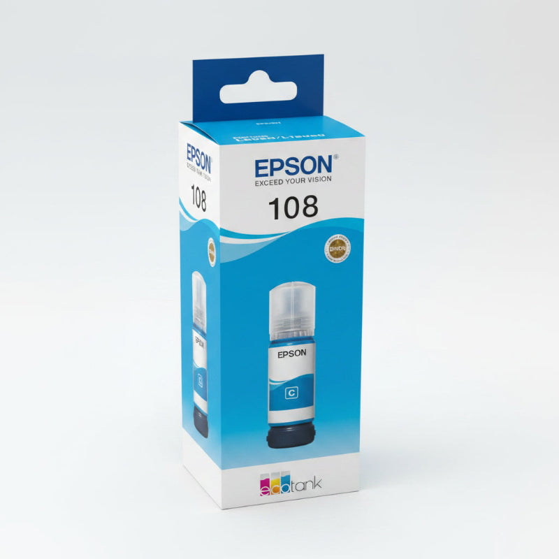 Epson 108 EcoTank Cyan ink bottle