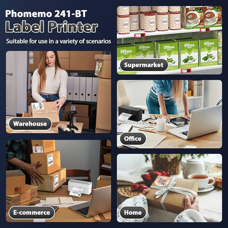 Phomemo Bluetooth Shipping Label Printer for Packages - 4x6 Thermal Label Printer for Small Business - Sticker Printer for Phone&PAD&PC